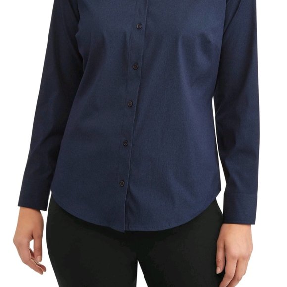TIME and TRU Women's Basic Button Front Shirt - blue cove - Picture 5 of 7